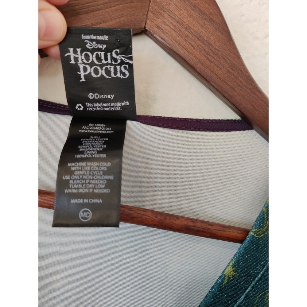 Disney Her Universe Hocus Pocus Teal Velvet Lace Up Bell Sleeve Corset Top M - Picture 6 of 7